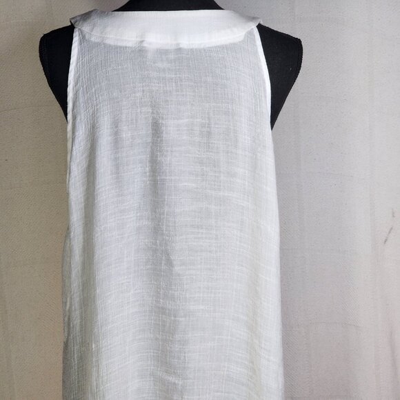 AB Studio White Handkerchief Hem Sleeveless Rayon Poly Gauze Beaded Tank Size XL - Picture 13 of 16
